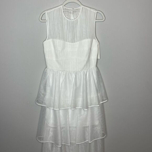 Simkhai Benton Tulle Plisse Midi Dress in White size 6 NWT - Picture 9 of 10